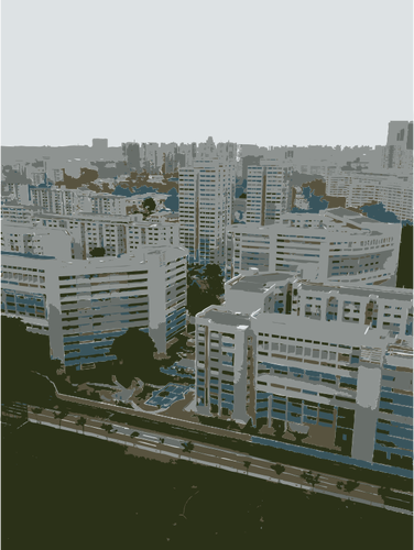 Singapur z wysokim piętrze mieszkania ilustracji wektorowych